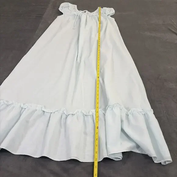 Vintage Gilead Light Blue Summer Robe & Nightgown Floral Embroidery Medium Chrty - Picture 3 of 16